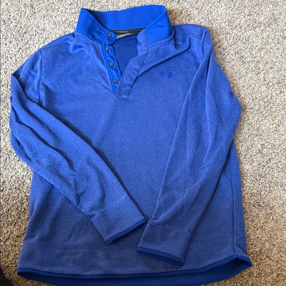 Blue Under Armour Long Sleeve Polo Shirt